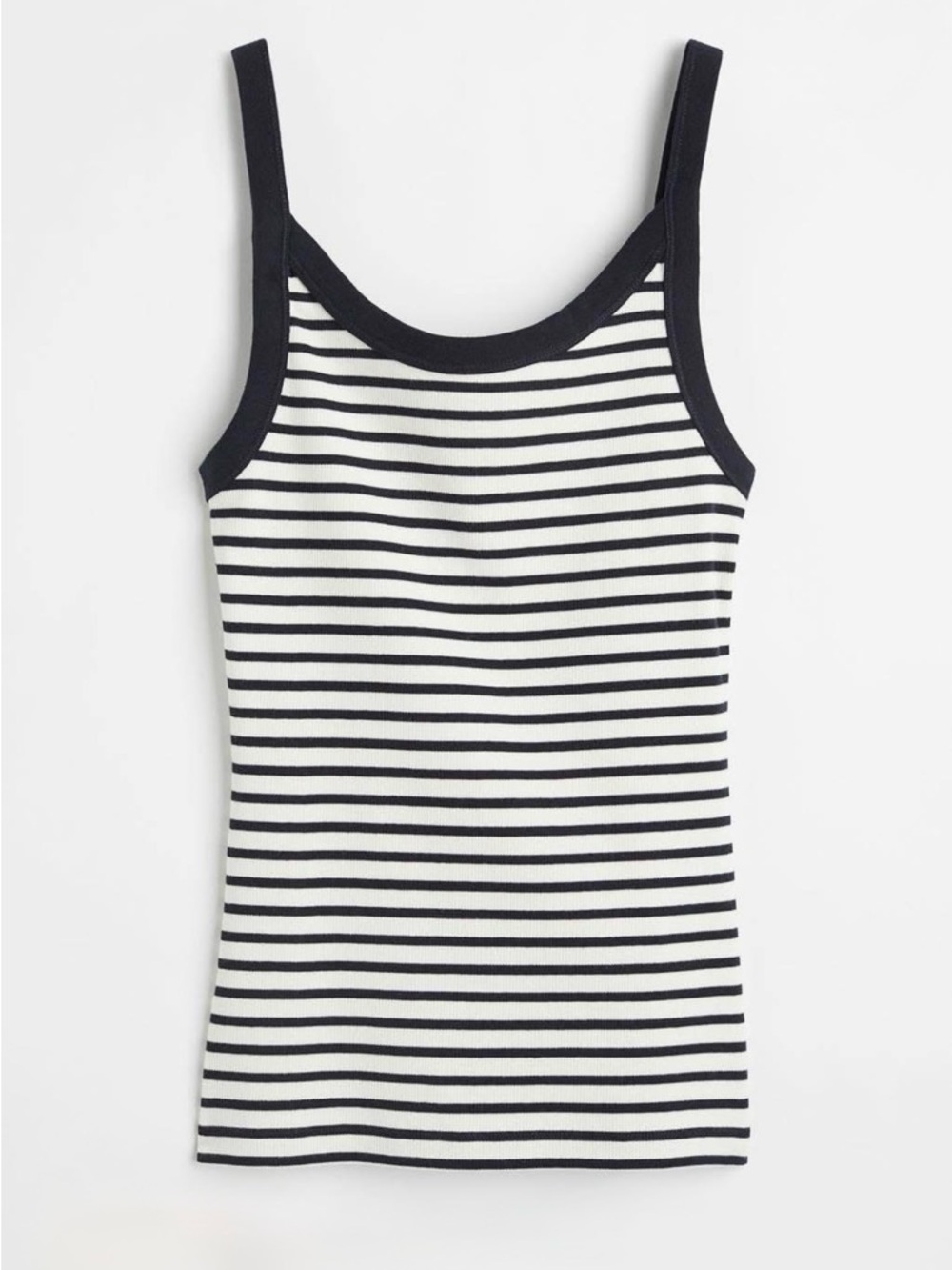 Striped Ribbed Tank Top - Black/White